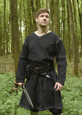 Battle-Merchant Mittelalter Kragelund Tunika Askur, langarm, schwarz