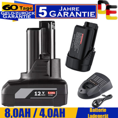 2X Für Bosch GBA 12V 8.0Ah Akku & Ladegerät BAT411 Li-ion GSR GDR GSA BAT412 GW