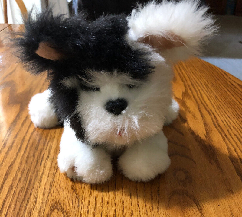 FurReal Friends PUPPY Dog Black & White Plush 2003 Tiger Electronics WORKS!  EUC