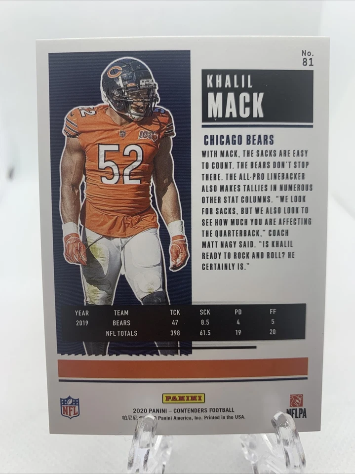 2020 Panini Contenders Football Khalil Mack Playoff Ticket /199 - Image 3 of 3