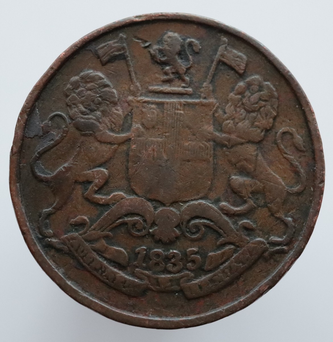 1854年アッパー・カナダ植民地 1ペニー銅貨 Quarter ANNA 1835 - East India Company - weight 6.14 gram, Ø