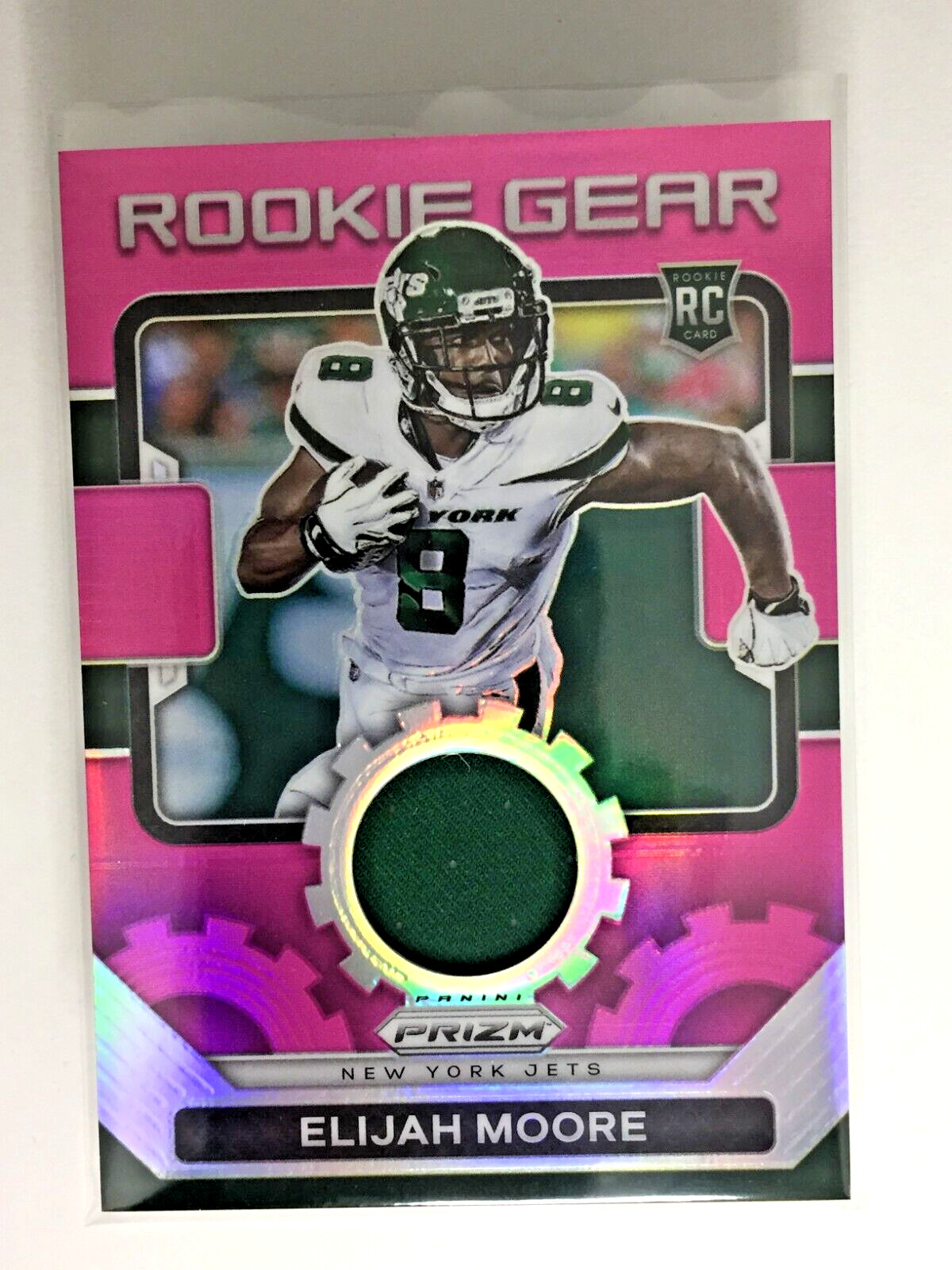 2021 Prizm Elijah Moore RC Rookie Gear Pink Prizm