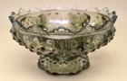 Vintage Fenton Glass Hobnail Colonial Green Candle Holder Dish