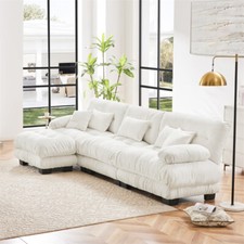 134" Sectional Sofa Oversized Modular Chenille L-Shaped Couch w/ Chaise Ottoman