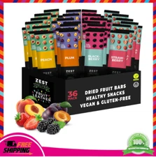 Zest Delites Fruit Snacks – Vegan Apple-Based Strips, Dried Fruit Bars, 36 Pack