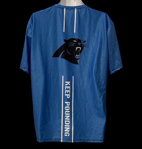 Carolina Panthers Mens T Shirt 3D Performance Size L Blue Taped Neck