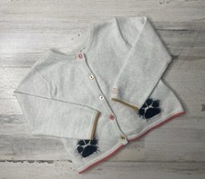 Cárdigan Catamini Suéter Apliques Pata Gris Brillante Bebé Niña Talla 12 Meses Nuevo con Etiquetas