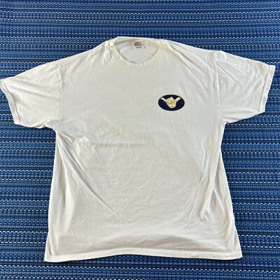 VTG Hang Loose Shirt Mens XL White Hanes Stedman Logo Hawaii Hand Sign #6556