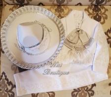 Free Shipping  Beautiful 6 Pieces Boy Charro Suit, White Charro Suit