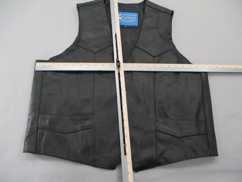 Leather Motorcycle Vest Men's XL Black Snap Front Lined Xelement - Picture 3 of 12