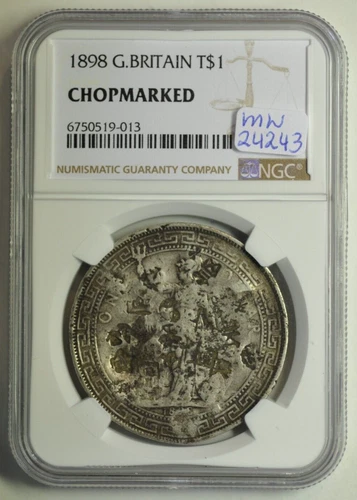 mw24243 G. Britain - Hong Kong Trade Dollar 1898 NGC Chopmarked-Nice Chinese C/S