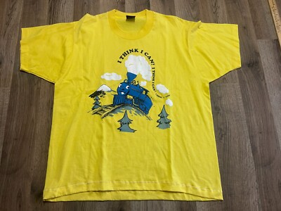 Vintage Screen Stars Shirt Men's Size XL Yellow Blue White, Train, I THINK I CAN