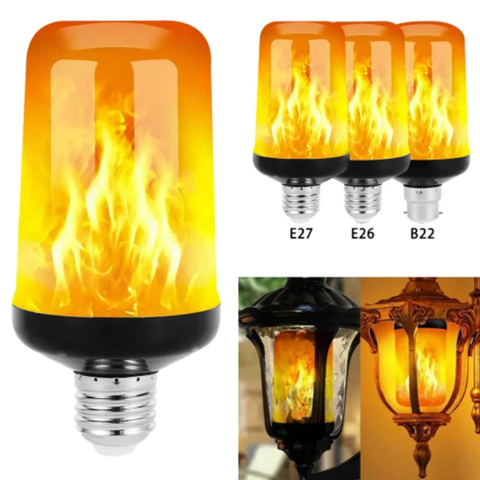 LED Flame Effect Bulb 4 Mode Flame Bulb with Gravity Sensor E26 E27 Lamp Holder - Image 2 of 4