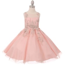 BLUSH Fit  Flare Flower Girl Dress Birthday Dance Prom Bridesmaid Party Wedding