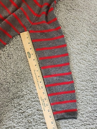 Suéter Lands End 100 % cachemir para mujer gris rojo rayas dobladillo curvo M - Imagen 8 de 8