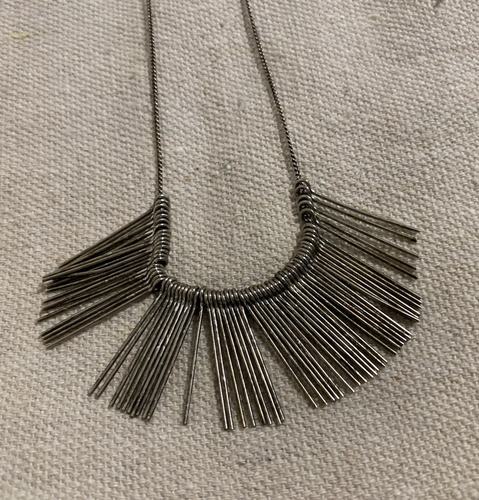 Vintage 70's Mid-Century Modern 16 inch Necklace Metal Dangles Choker Style - Picture 4 of 5