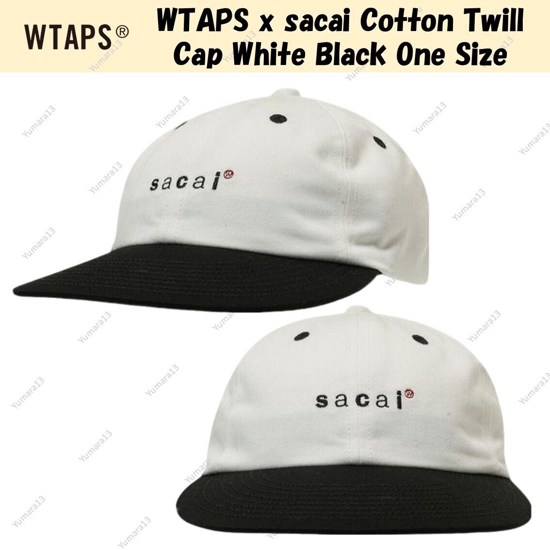 WTAPS x sacai Cotton Twill Cap White Black One Size | eBay WTAPS x sacai Cotton Twill Cap White Black One Size | eBay
