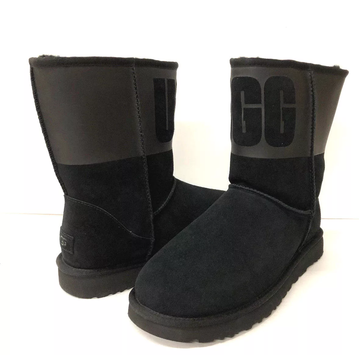 UGG CLASSIC SHORT RUBBER WOMEN BOOTS BLACK US 11 UK 9 EU 42 eBay