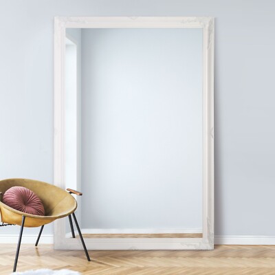 Großer antiker weißer Spiegel klassisch volle Länge verziert 110cm-200cm x 79cm-140cm