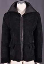 Trussardi Reversible Lamb Shearling Leather Pocketed Winter Coat Jacket Size S