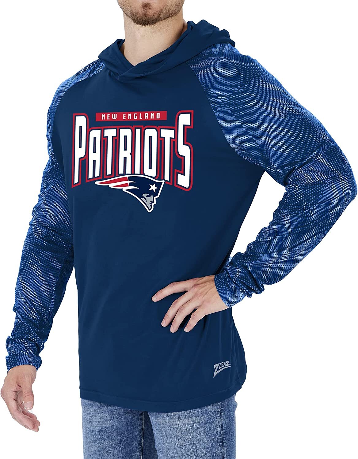 Толстовка с капюшоном цвета мужской команды NFL Zubaz New England Patriots с рукавами Viper в тон
