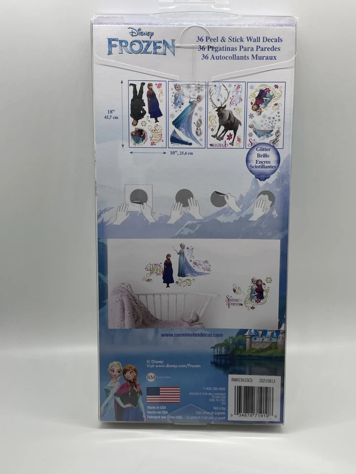 Paquete de 2 calcomanías de pared adhesivas RoomMates Disney Frozen Family Anna Elsa Olaf Foto 4 de 4