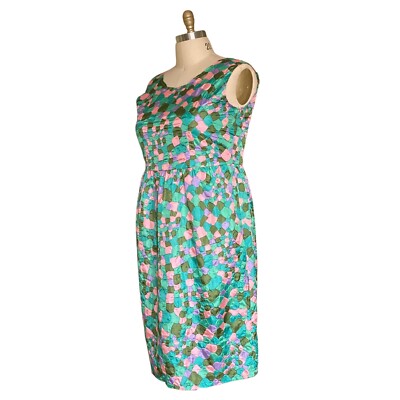 pink and green plus size dress Summer Leaves" Pink and Green Maxi Dress