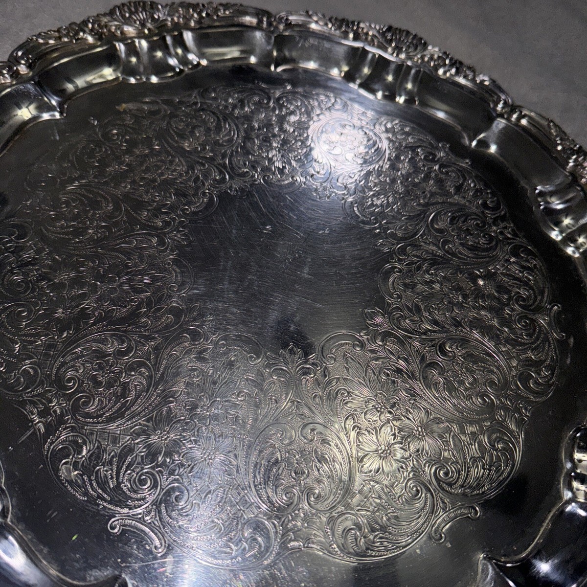 Vintage EPCA Silver Plate by Poole Footed Serving Tray 3216 (16