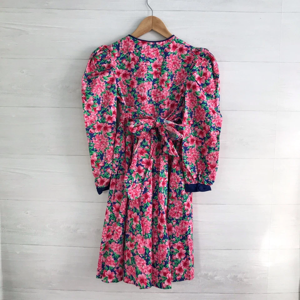 Vintage Plum Pudding Ltd. - Pink & blue floral long sleeve dress, sz 10 - Image 3 of 4