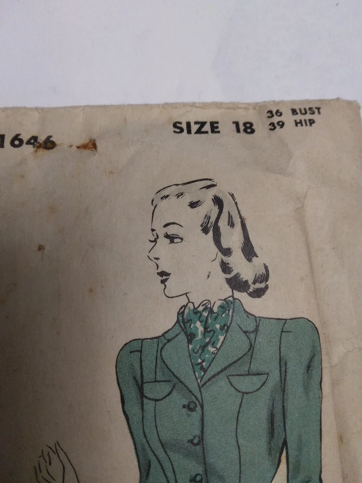 Suit Skirt Blazer Jacket 18 Hollywood 1646 Sewing Pattern VTG Claire Trevor CUT - Image 4 of 4