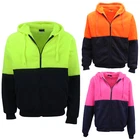 HI VIS Safety Full Zip Thick Sherpa Fleece Hoodie Workwear Jacket Jumper Winter