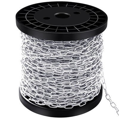 100 ft 1/12'' Stainless Steel Hanging Chain Metal Chain Link Light Duty Chain ...