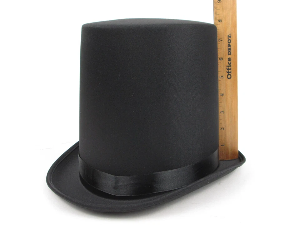 8" BLACK LINCOLN GENTLEMAN VICTORIAN RINGMASTER DICKENS COSTUME TALL TOP HAT - Image 2 of 2