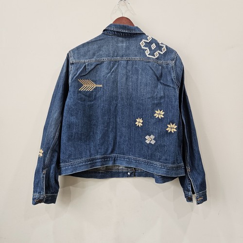 Chaps Womens Aztec Embroidered Jean Jacket Plus Size 2X Blue Denim Southwestern - Picture 8 of 12