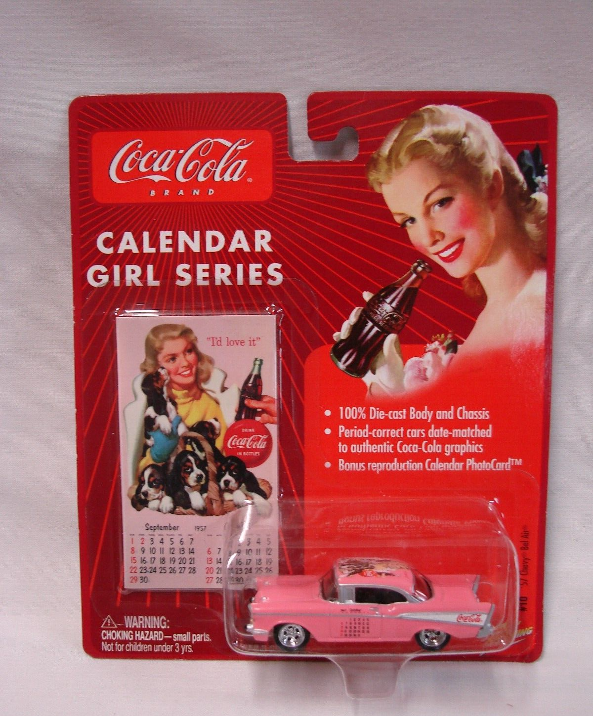 COCA COLA CALENDAR GIRL SERIES JOHNNY LIGHTENING DIECAST 1957 CHEVY BEL AIRE