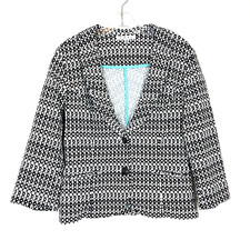 Cabi Women's Two Button Cropped Blazer Size 10 Geometric Preppy Office