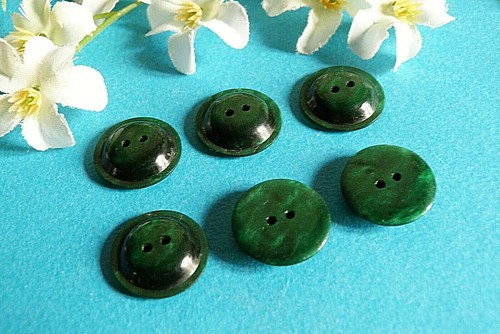 1219B Superb Buttons "Comète" Green Iridescent Lot Of 6 Vintage Buttons - Picture 4 of 4