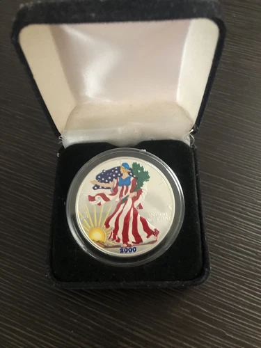 2000 Uncirculated Colorized Walking Liberty Silver Dollar