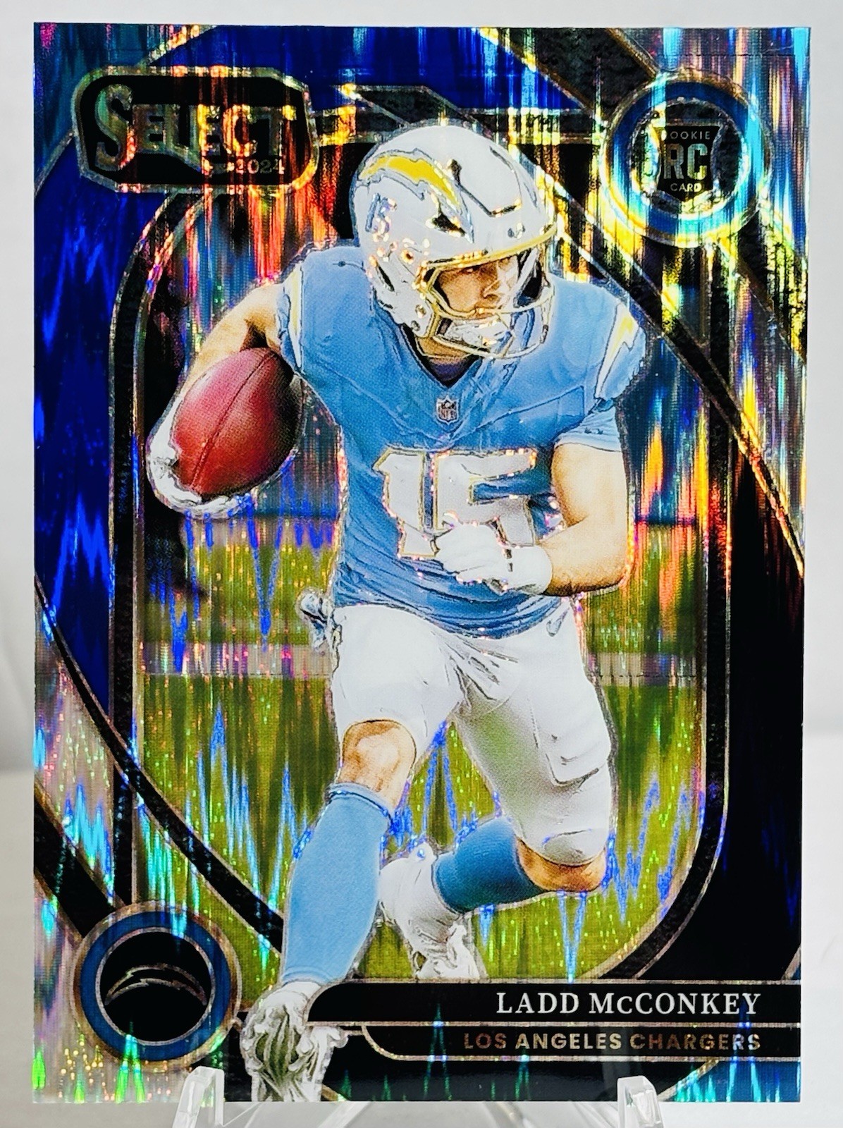 2024 Panini Select -Club Level Ladd McConkey #268 Blue & Black Shock Prizm (RC)