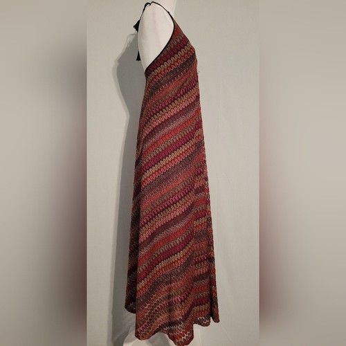Maxikleid Ecote S Flammenstich Schnürung, Plunge Neckholder, Boho, Retro - Bild 5 von 12