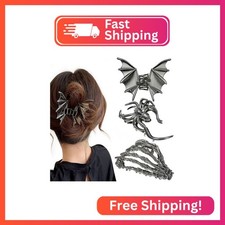 Parcce 3 Pieces Large Metal Spider Net Bat Hand Hair Claw Clips for Women and Gi