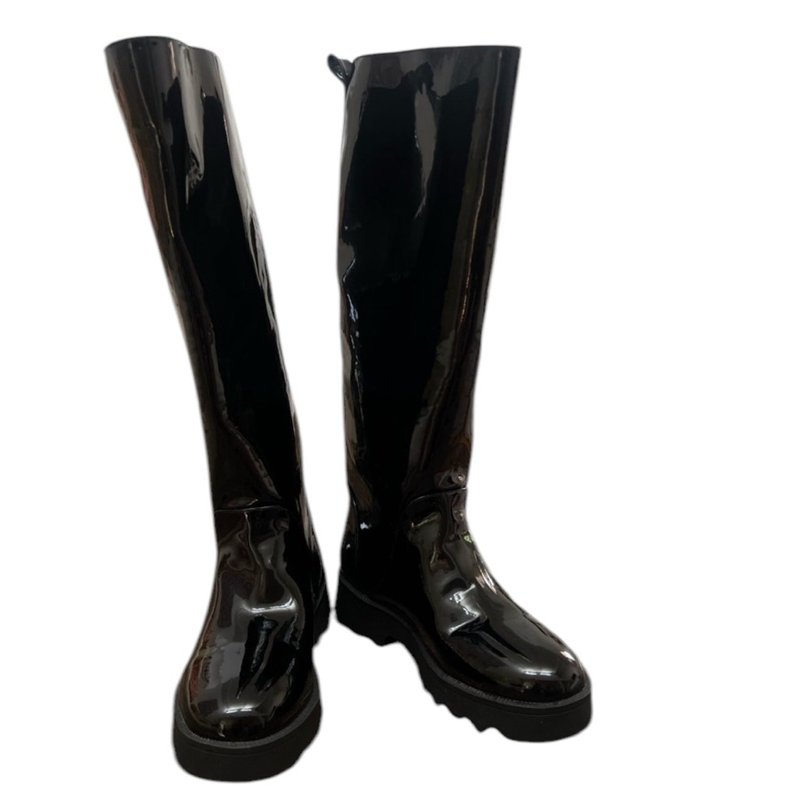 SAOLA Stivali da pioggia neri lucidi al ginocchio con suola a strappo aerosoles slalom nuovi senza etichette taglia 9 5