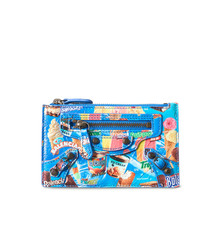 Balenciaga LE City Card Coin Holder Blue Wallet Lambskin Leather New Japan