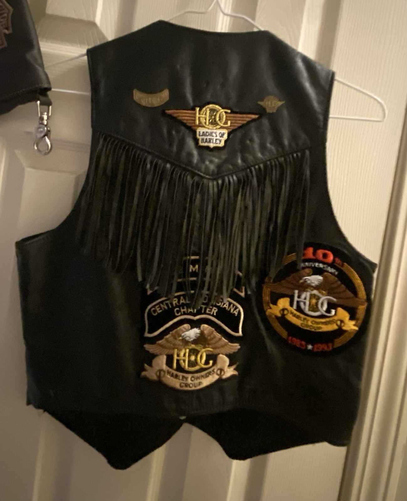 Leather Harley Vest Medium Pouches Pins