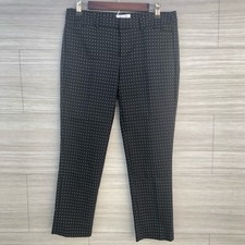 ELLE Polka Dot Ankle Pants Size 8 Black White Stretch Slim Career Trousers