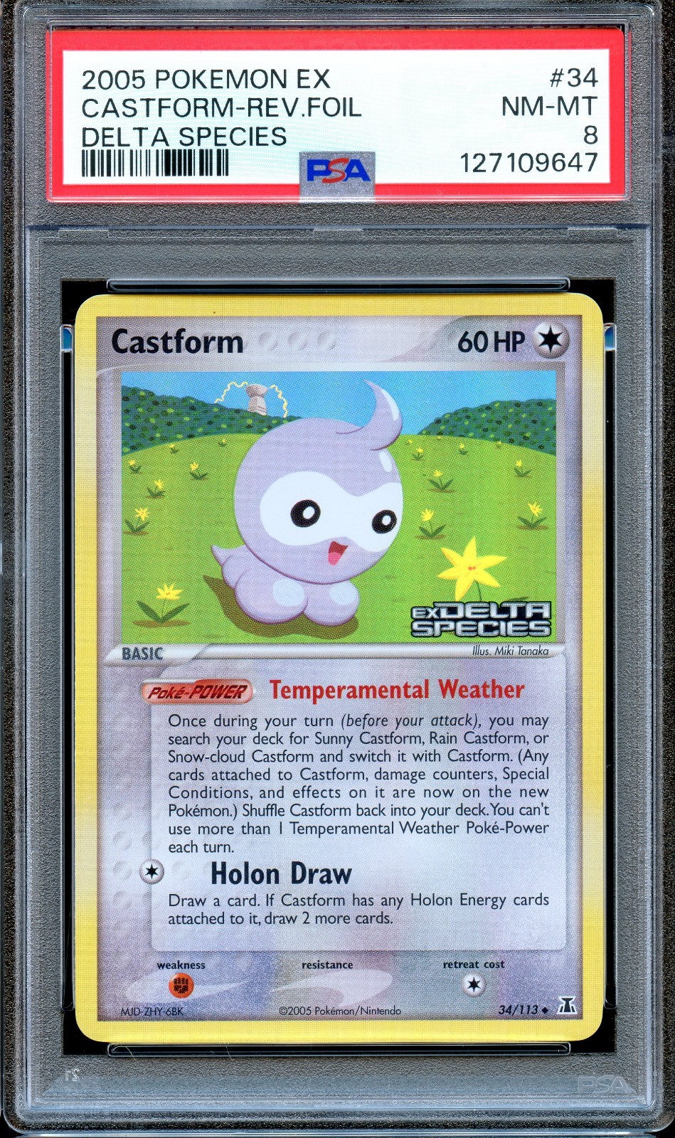 PSA 8 Castform 34/113 Reverse Foil Stamped Delta Species EX Pokemon Card
