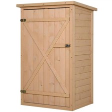 Outsunny Garden Shed Outdoor Tool Storage w/ 2 Shelve 75 x 56 x115cm Natural New