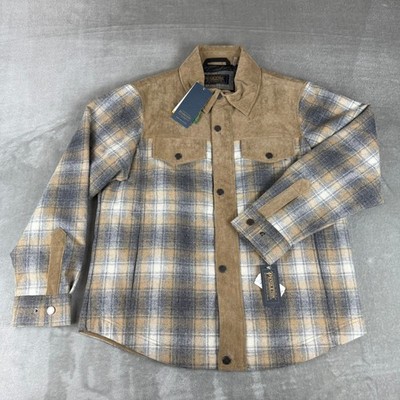 Pendleton Timberline Shirt Jacket Mens Large Gray Camel Plaid Wool $235 New NWT