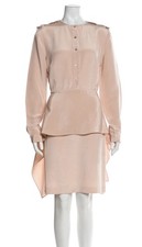 New Stella McCartney pink long-sleeve silk A-line dress 38
