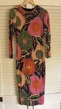 Farm Rio Neon Garden Floral Print Long Sleeve Bodycon Dress Size Small